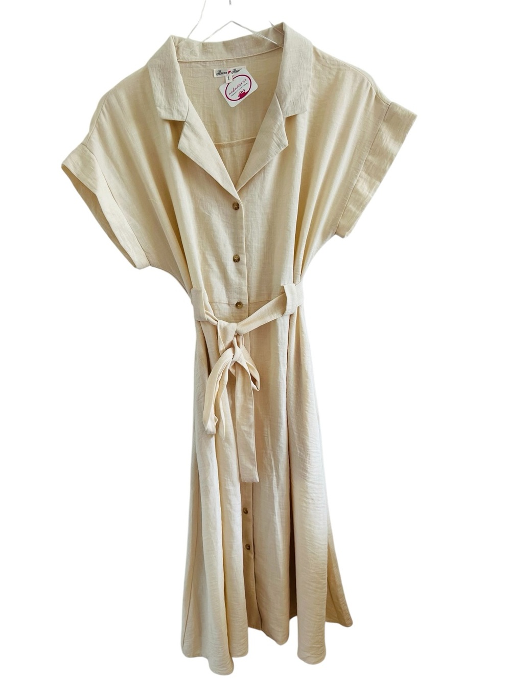 Haven Heart Cream Button-Front Dress